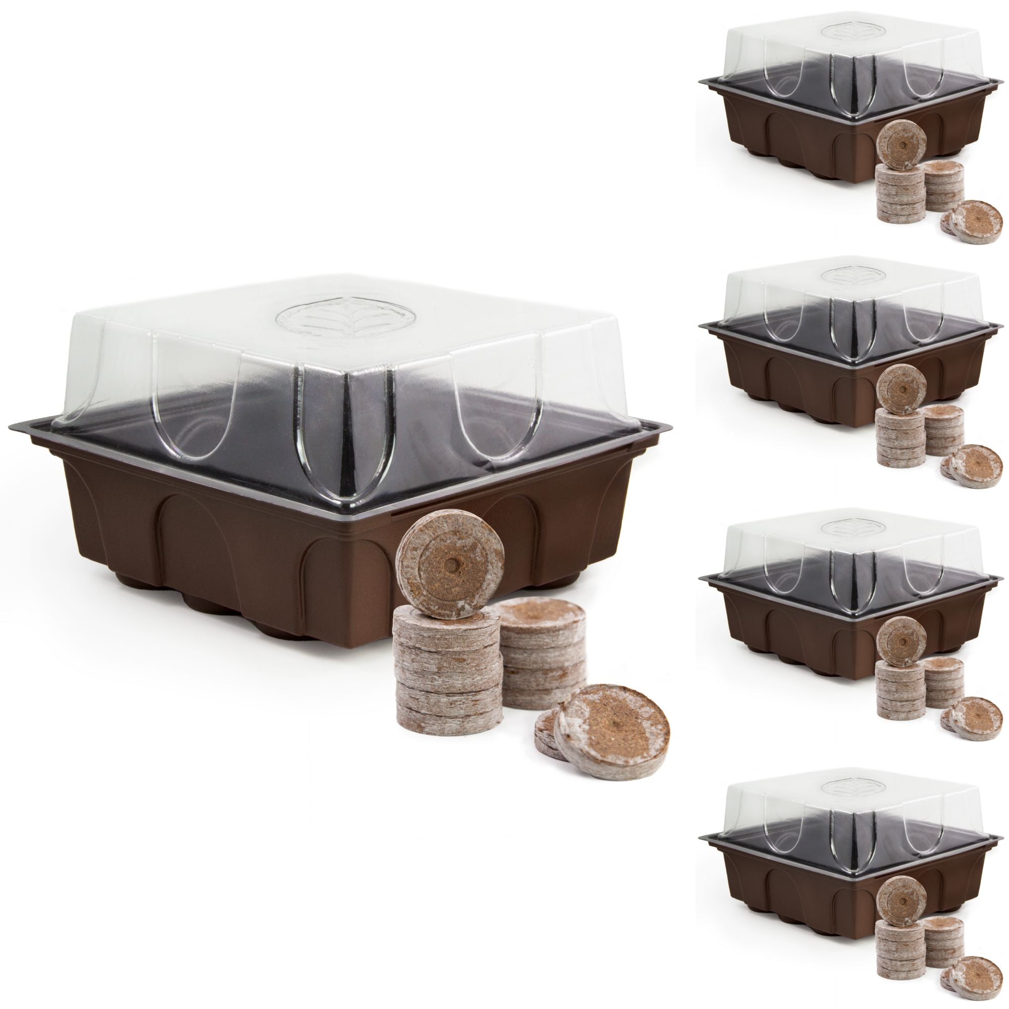 Gewächshaus Set mit 60 Kokostabs - Für die Anzucht von Kräutern, Gemüse & Blumen
