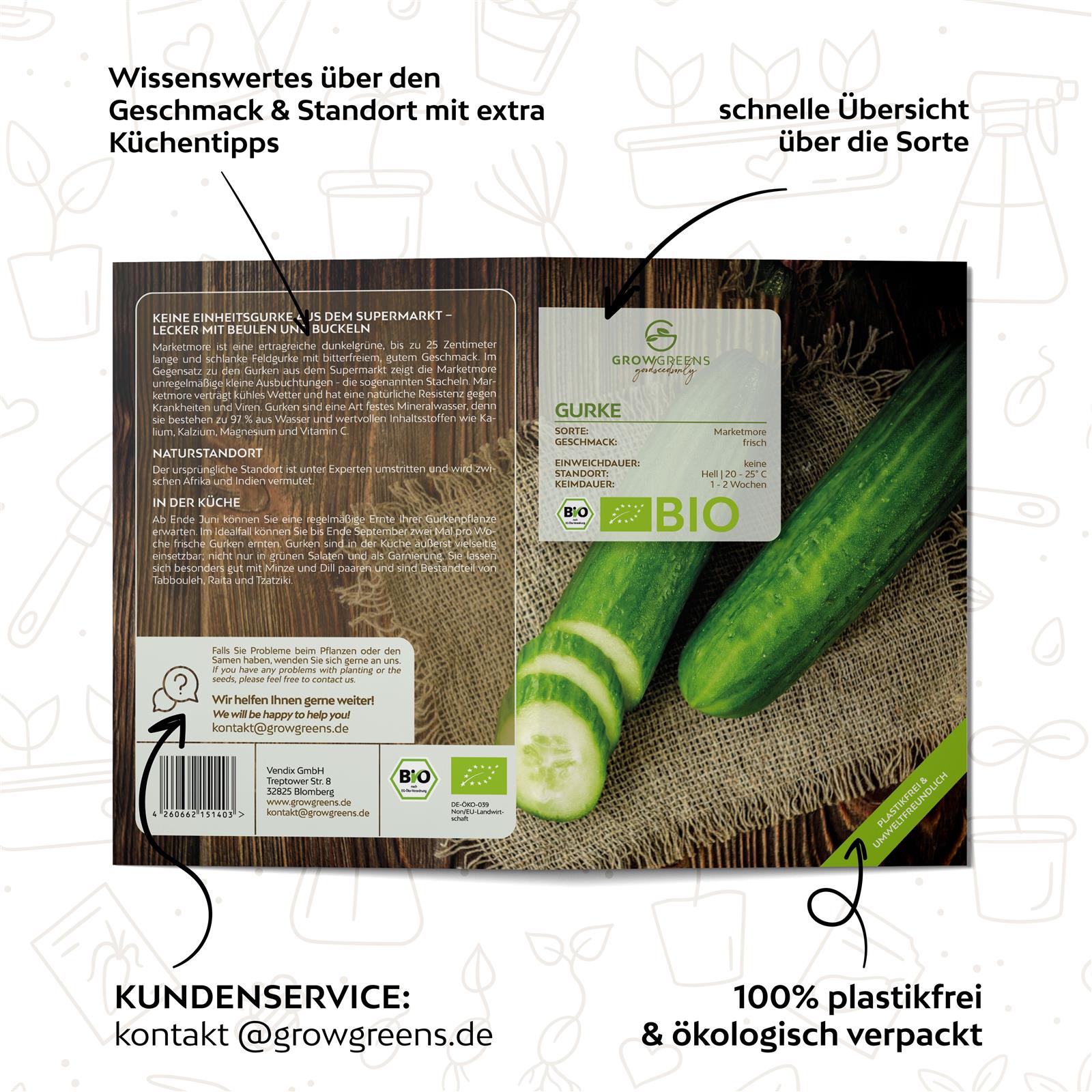 BIO Gurken Samen (Marketmore) - Salatgurke Saatgut aus biologischem Anbau (10 Korn)