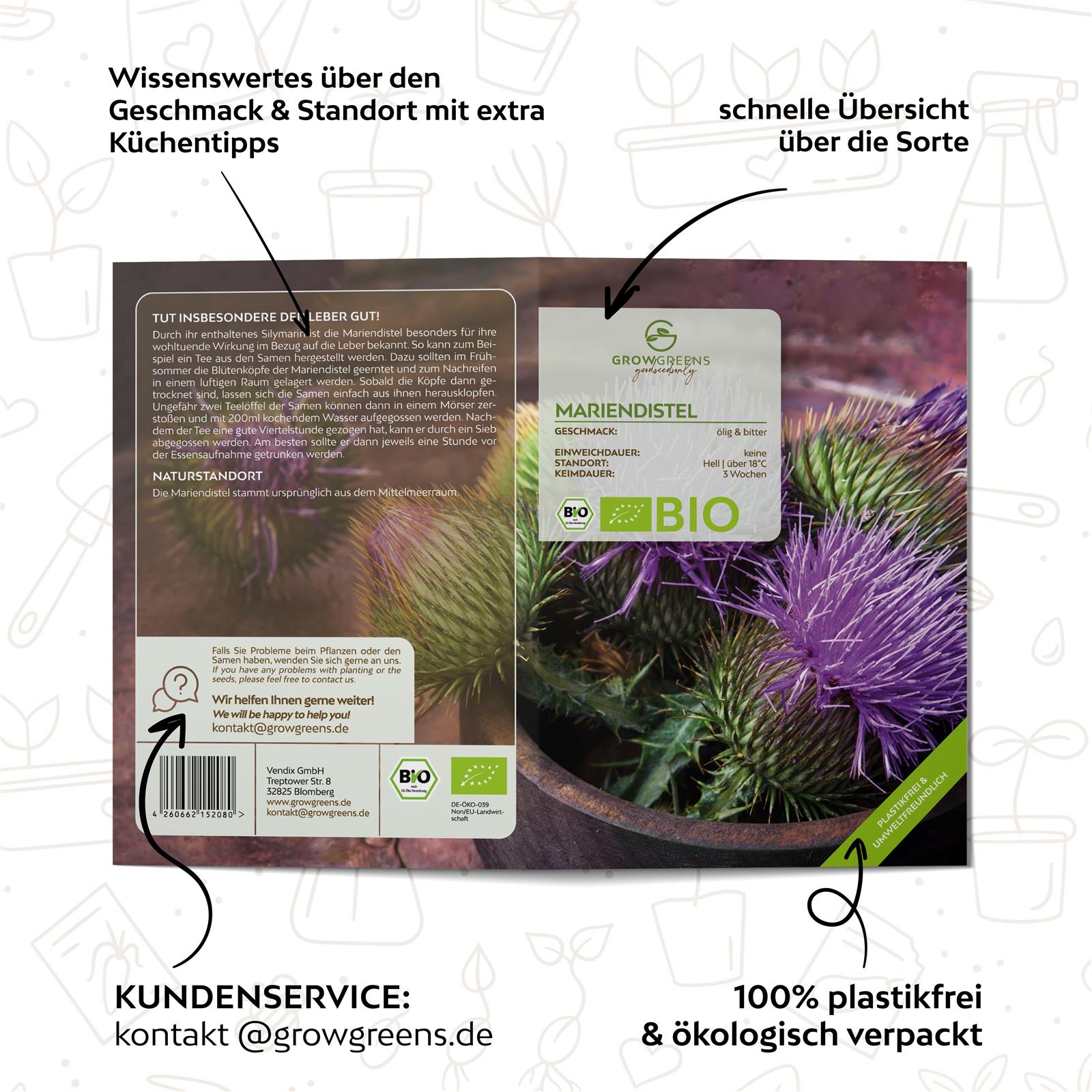 BIO Mariendistel Samen - Heilkräuter Saatgut aus biologischem Anbau (50 Korn)