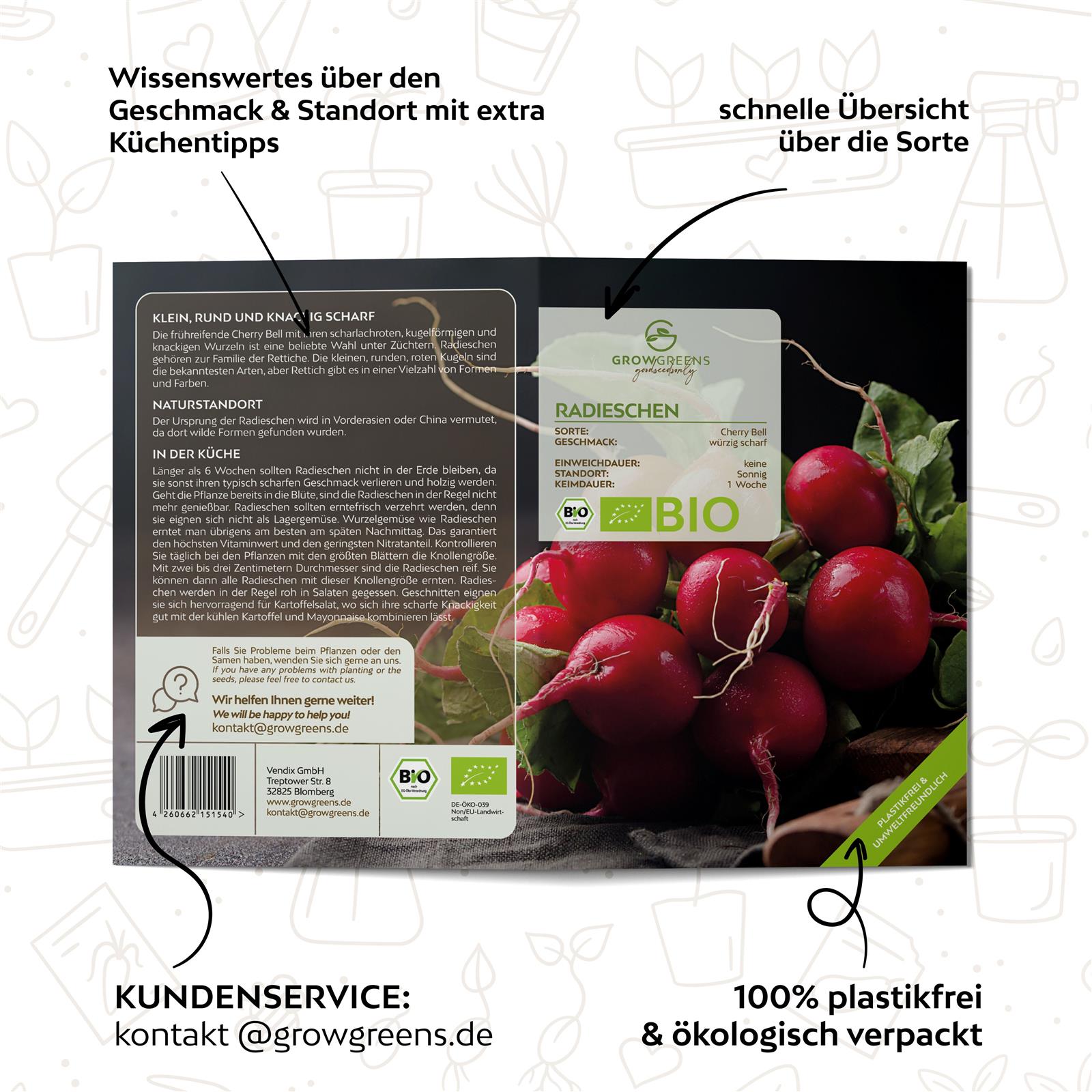 BIO Radieschen Samen (Cherry Bell) - Radieschen Saatgut aus biologischem Anbau (50 Korn)