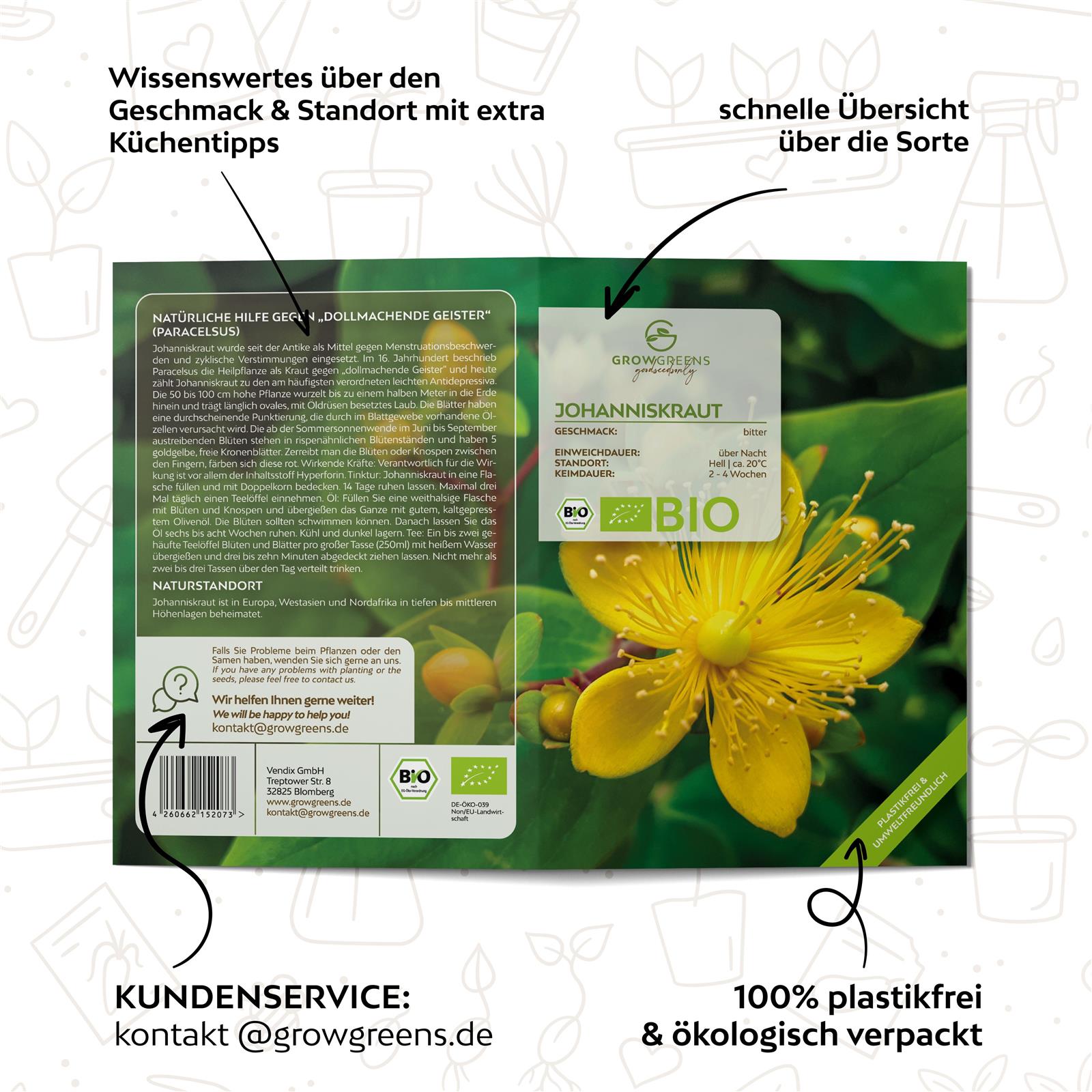 BIO Johanniskraut Samen - Heilkräuter Saatgut aus biologischem Anbau (300 Korn)