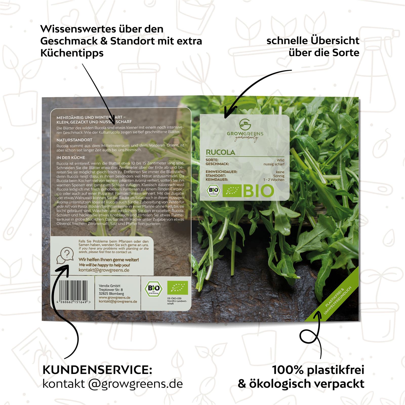 BIO Rucola Samen (Diplotaxis tenuifolia) - Wilde Rauke Saatgut aus biologischem Anbau (750 Korn)