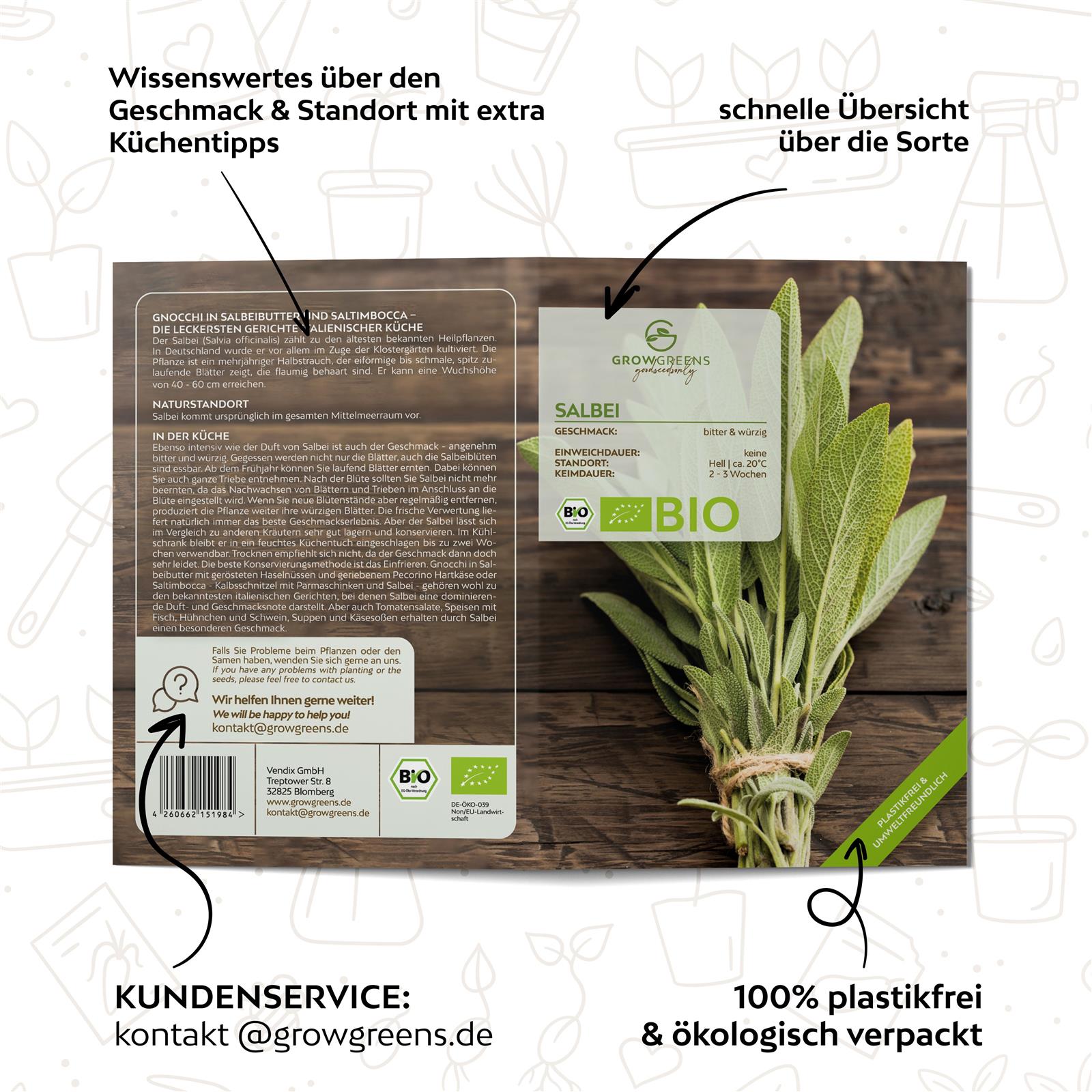 BIO Salbei Samen - Heilkräuter Saatgut aus biologischem Anbau (30 Korn)