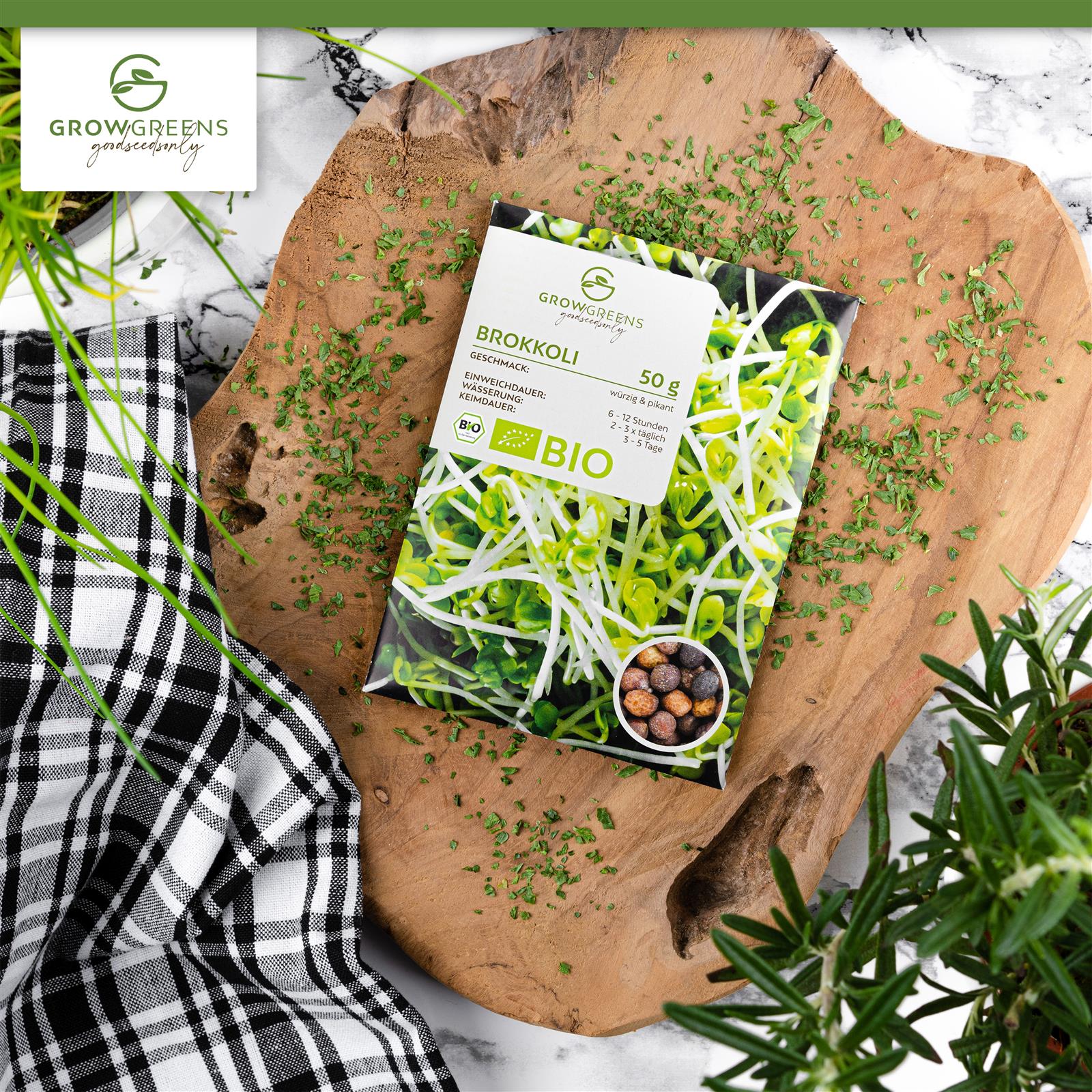 BIO Brokkoli Sprossen Samen (50g) - Microgreens Saatgut ideal für die Anzucht von knackigen Keimsprossen