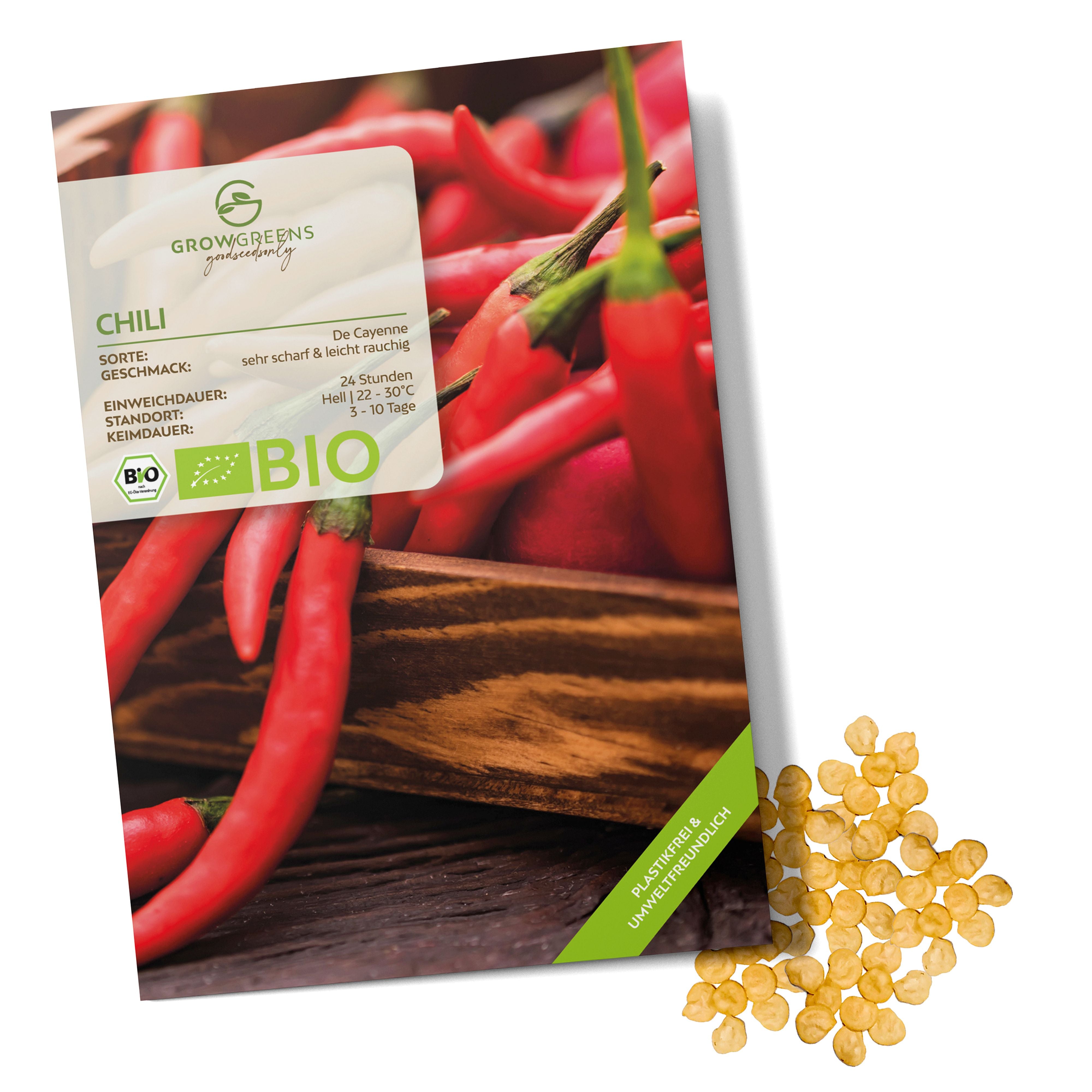 BIO Chili Samen (De Cayenne, 50.000 Scoville) - Chili Saatgut aus biologischem Anbau (10 Korn)