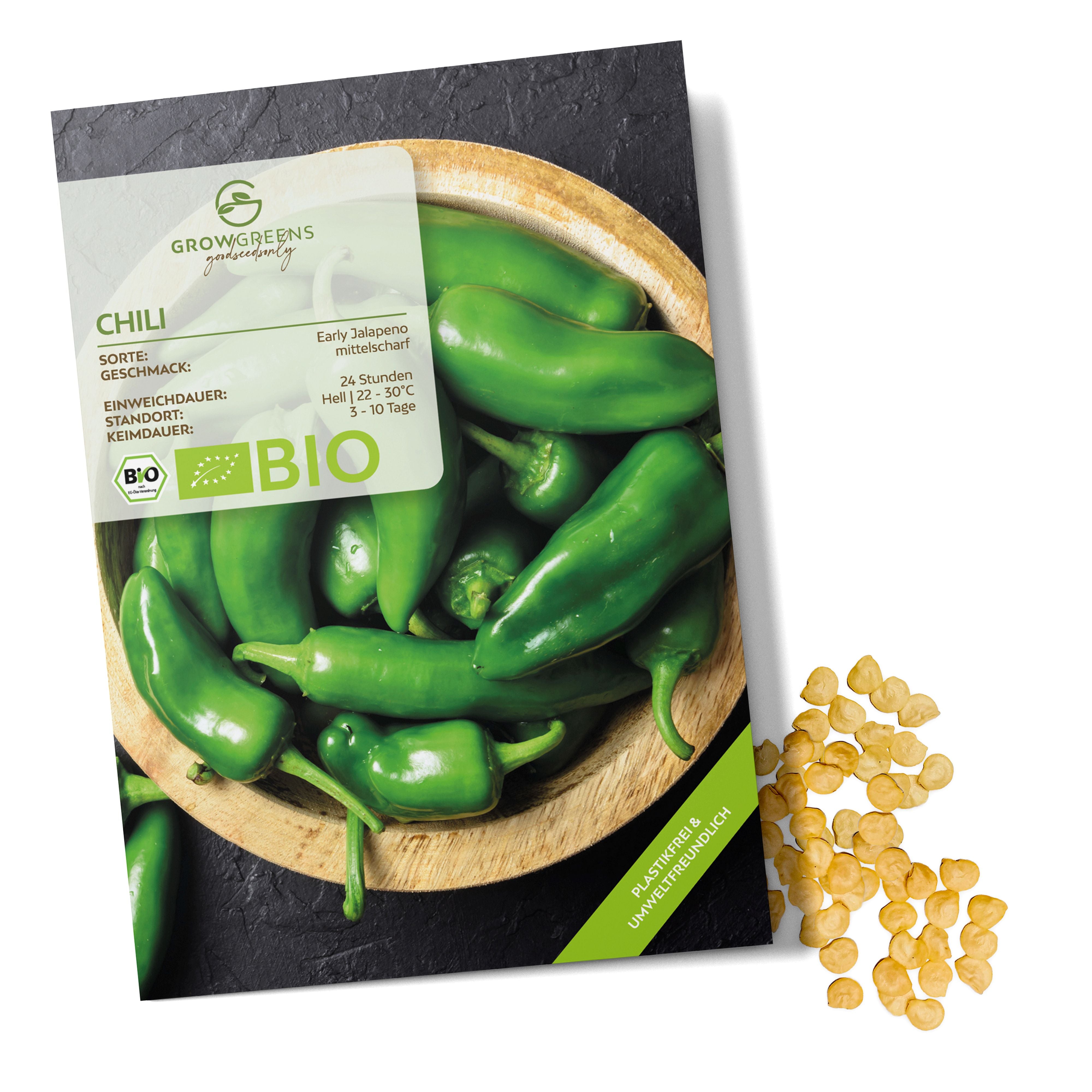 BIO Chili Samen (Early Jalapeno, 5.000 Scoville) - Chili Saatgut aus biologischem Anbau (10 Korn)