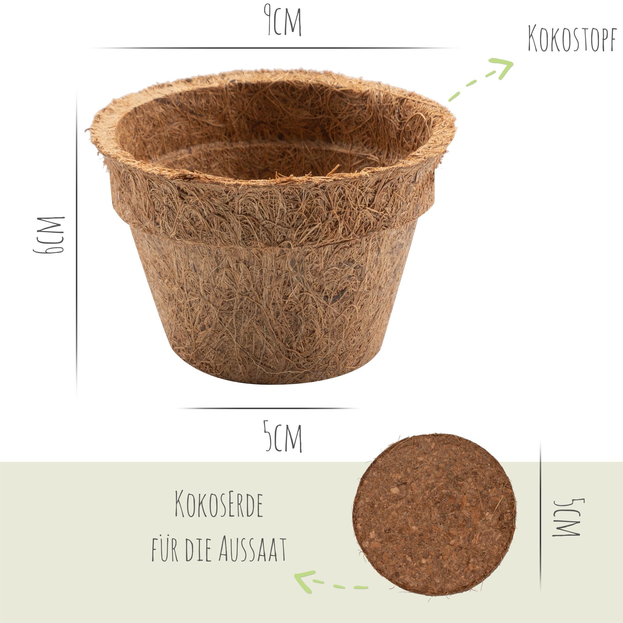 Kokos Anzuchttöpfe & Quelltabletten für eine erfolgreiche Anzucht - torffrei - Größe: 0,15 L - Ø 8 cm
