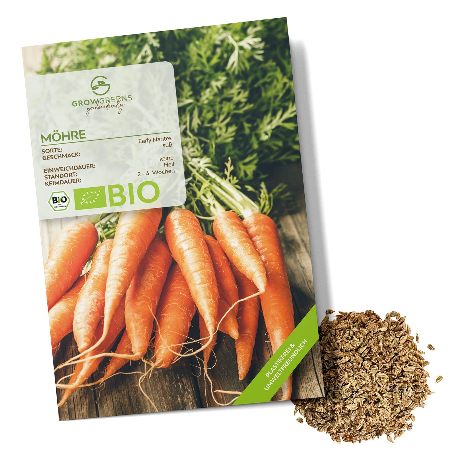 BIO Karotten Samen (Early Nantes) - Möhren Saatgut aus biologischem Anbau (500 Korn)