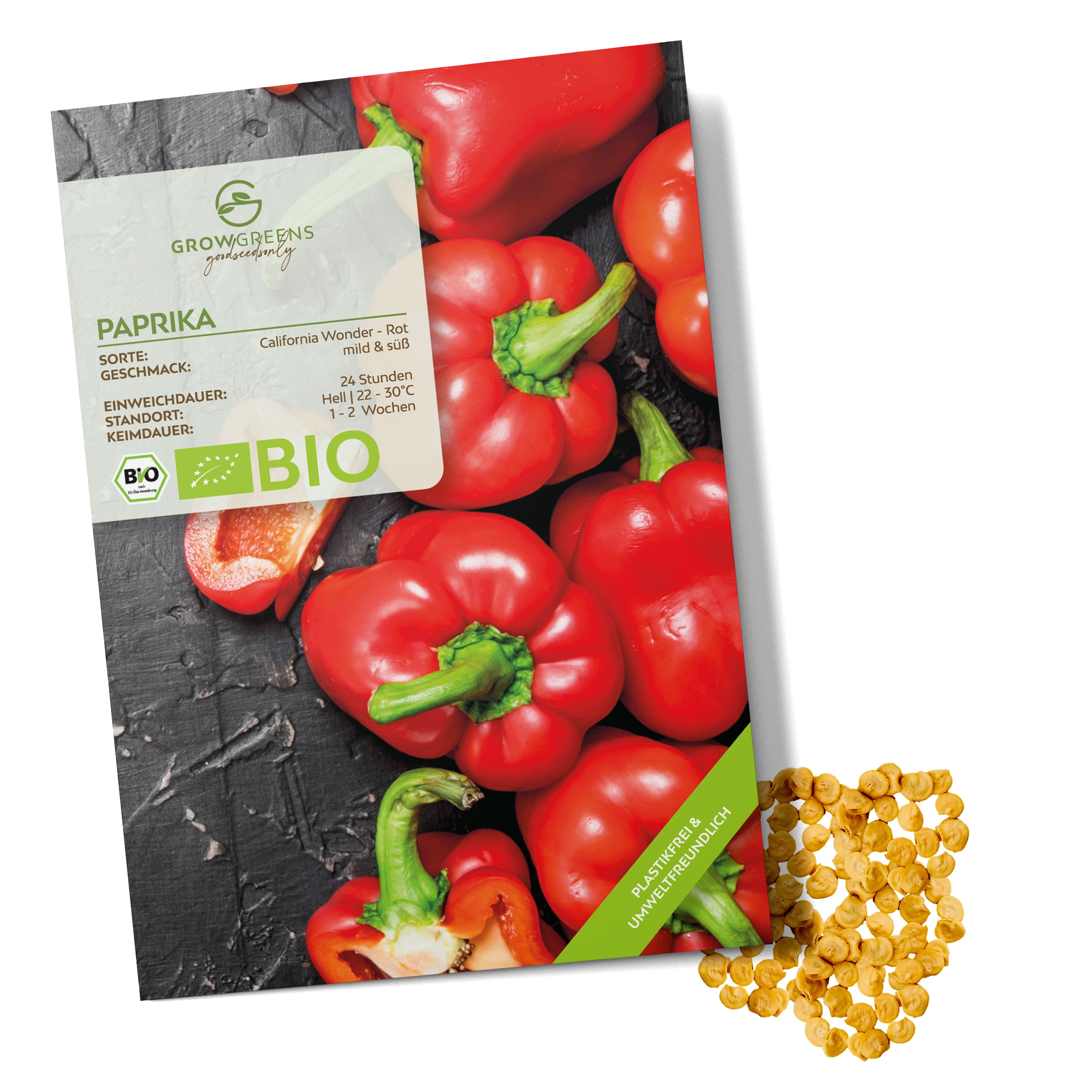 BIO Paprika Samen (California Wonder) - Rote Paprika Saatgut aus biologischem Anbau (10 Korn)