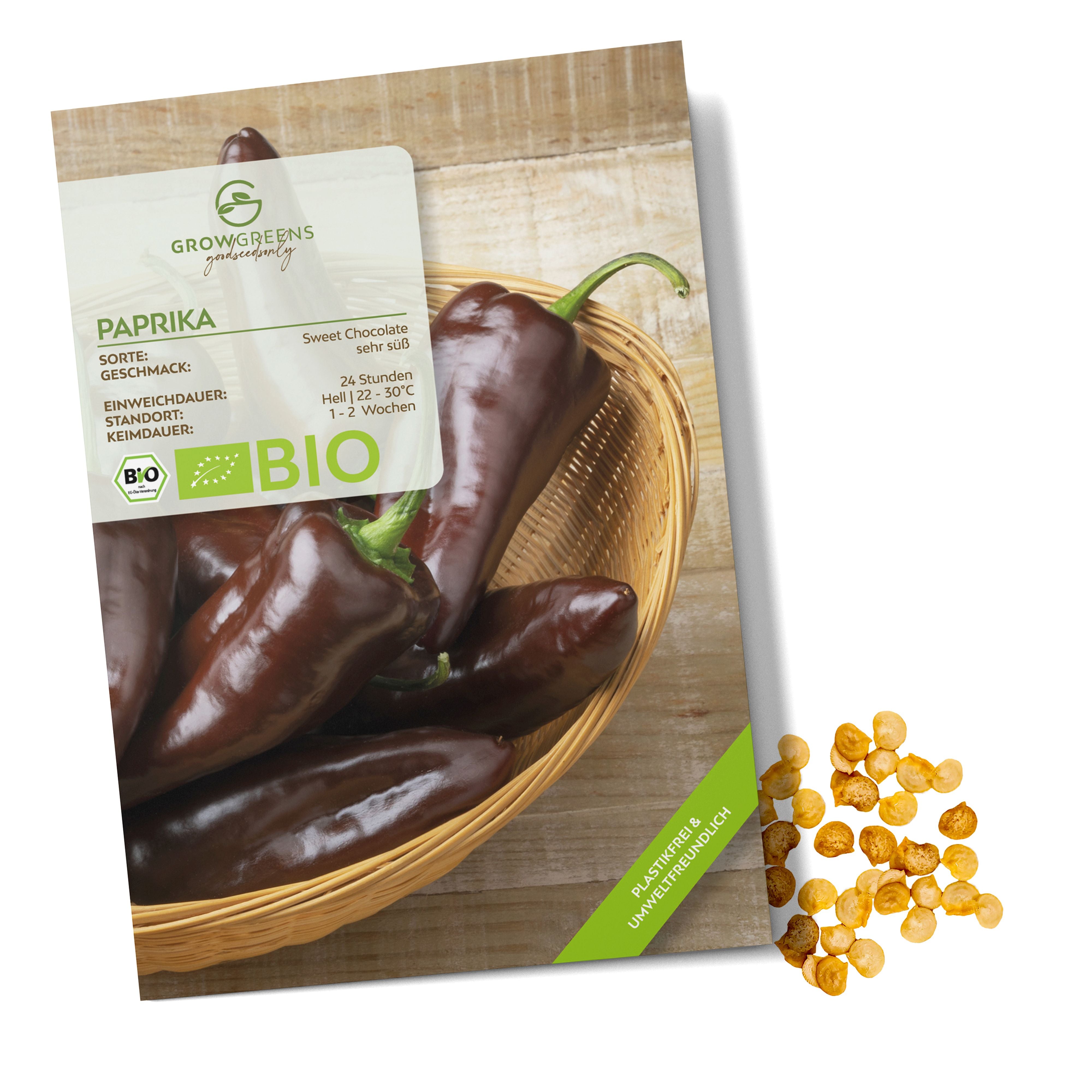 BIO Paprika Samen (Sweet Chocolate) - Paprika Saatgut aus biologischem Anbau (10 Korn)