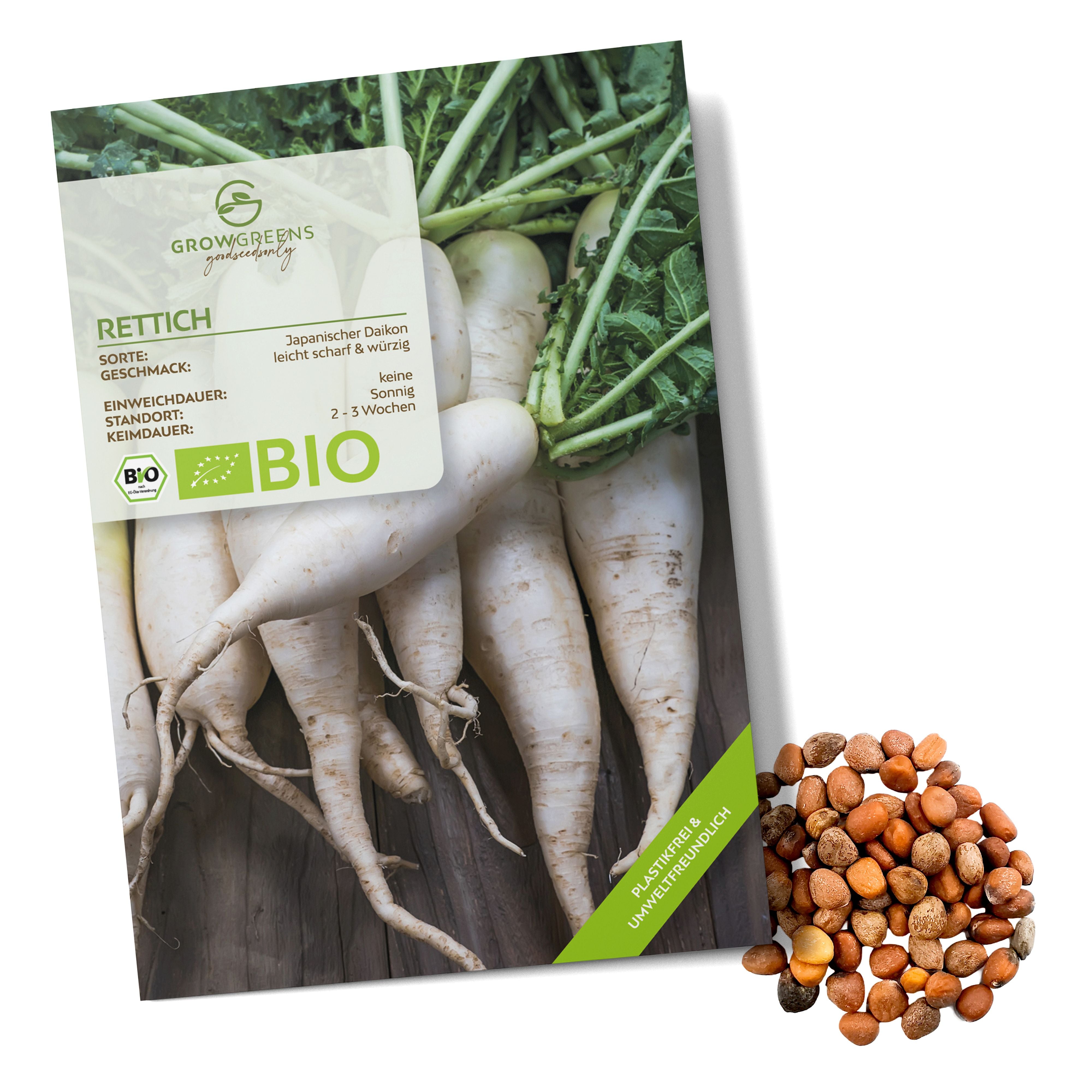 BIO Rettich Samen (Japanischer Daikon) - Rettich Saatgut aus biologischem Anbau (50 Korn)
