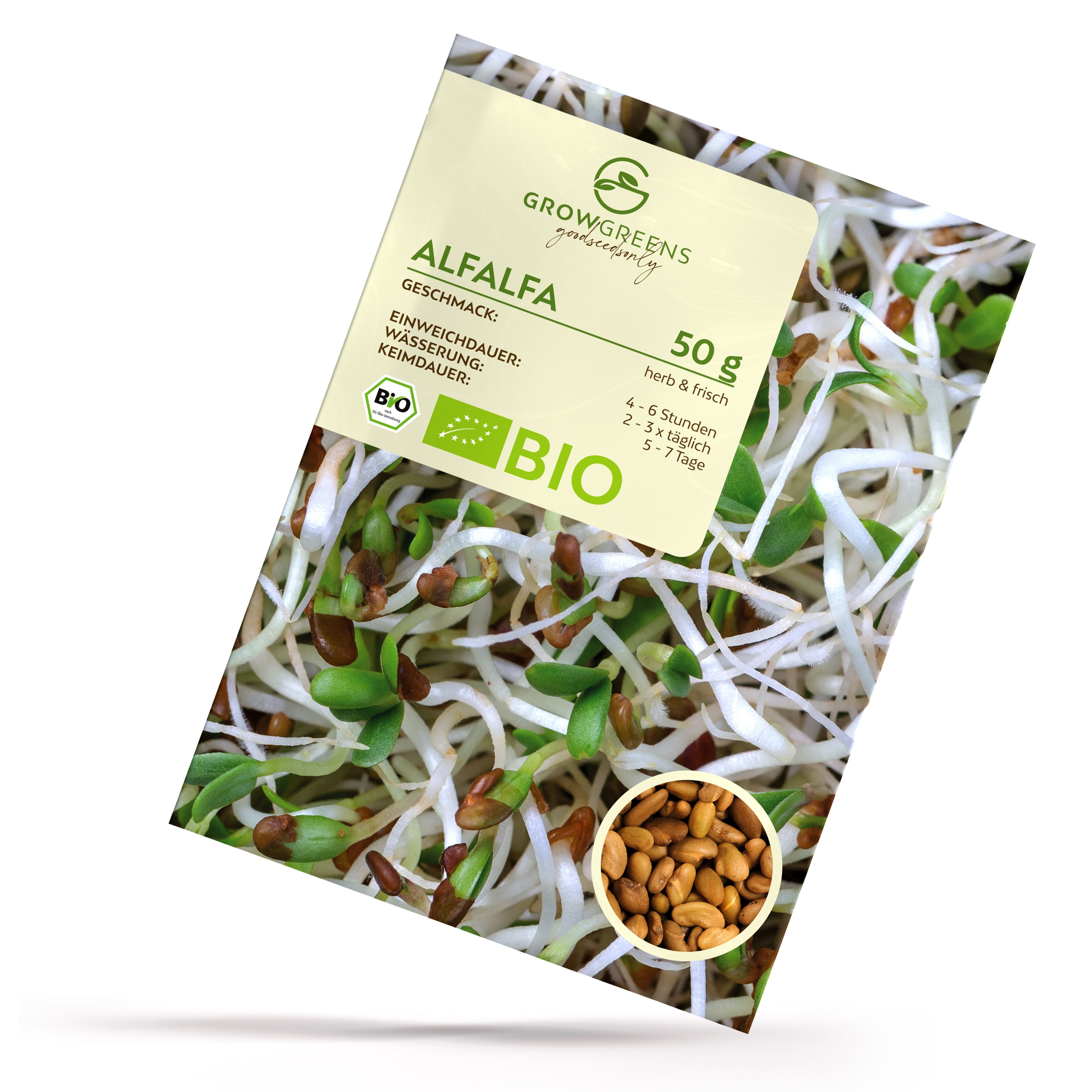 BIO Alfalfa Sprossen Samen (50g) - Microgreens Saatgut ideal für die Anzucht von knackigen Keimsprossen
