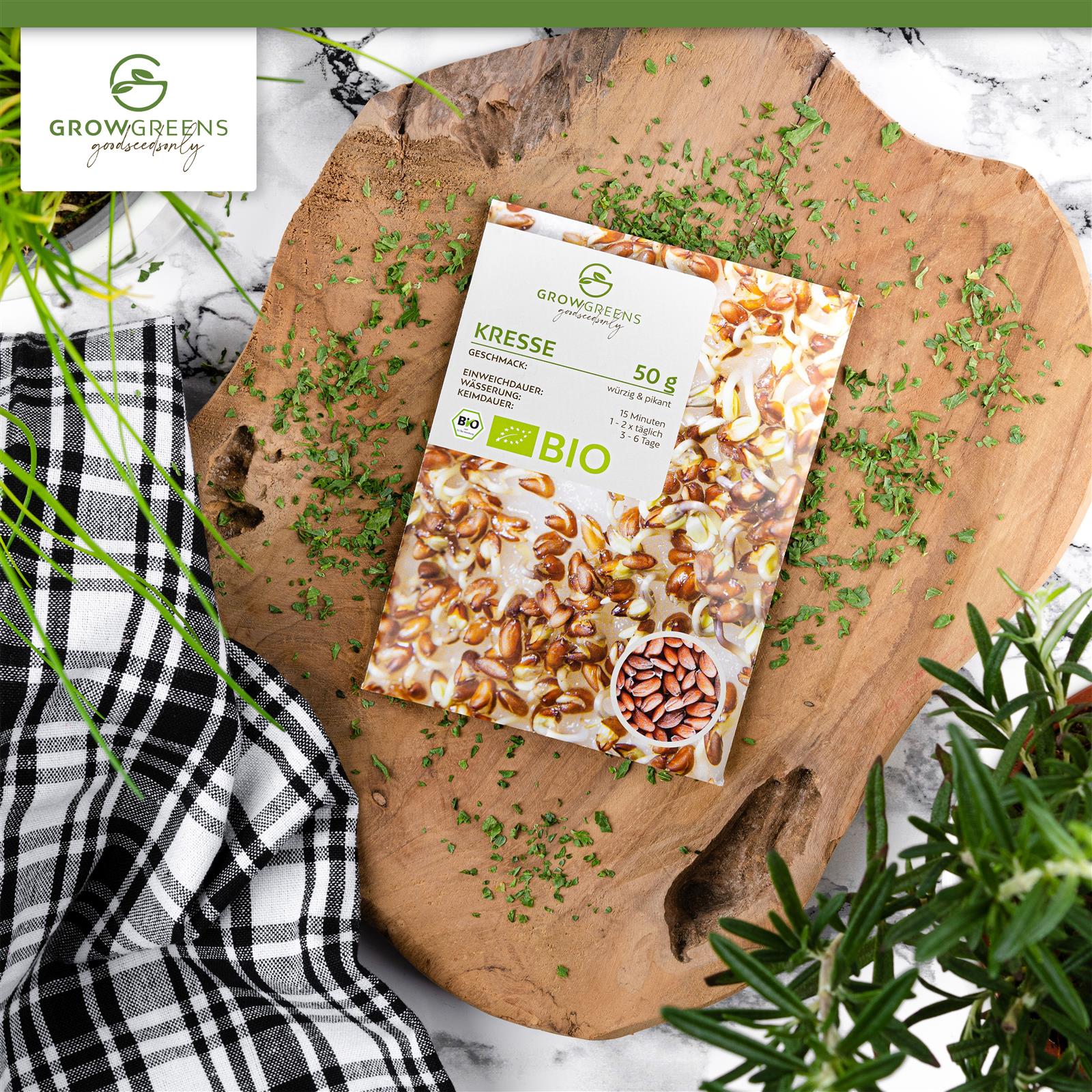 BIO Kresse Sprossen Samen (50g) - Microgreens Saatgut ideal für die Anzucht von knackigen Keimsprossen