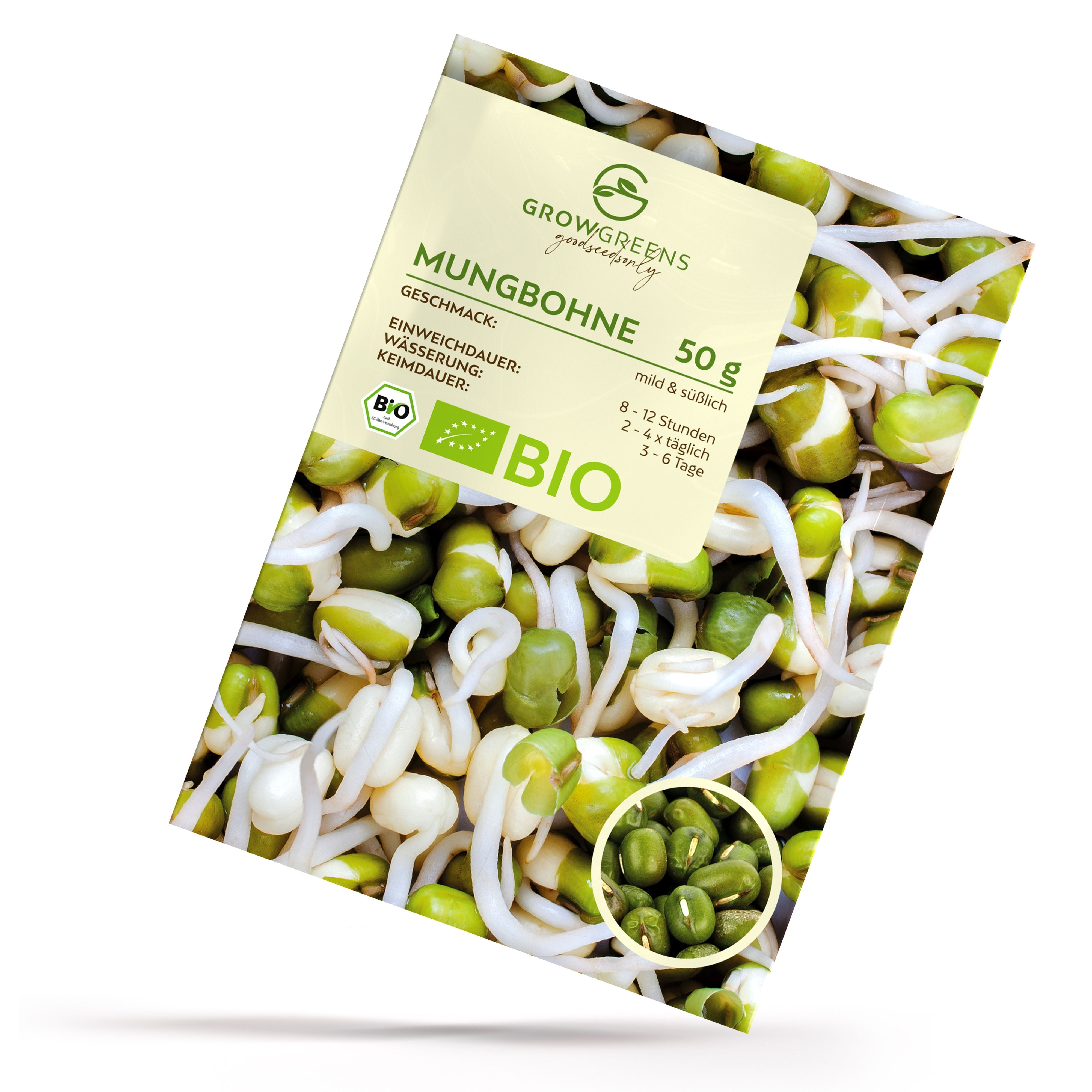 BIO Mungbohne Sprossen Samen (50g) - Microgreens Saatgut ideal für die Anzucht von knackigen Keimsprossen