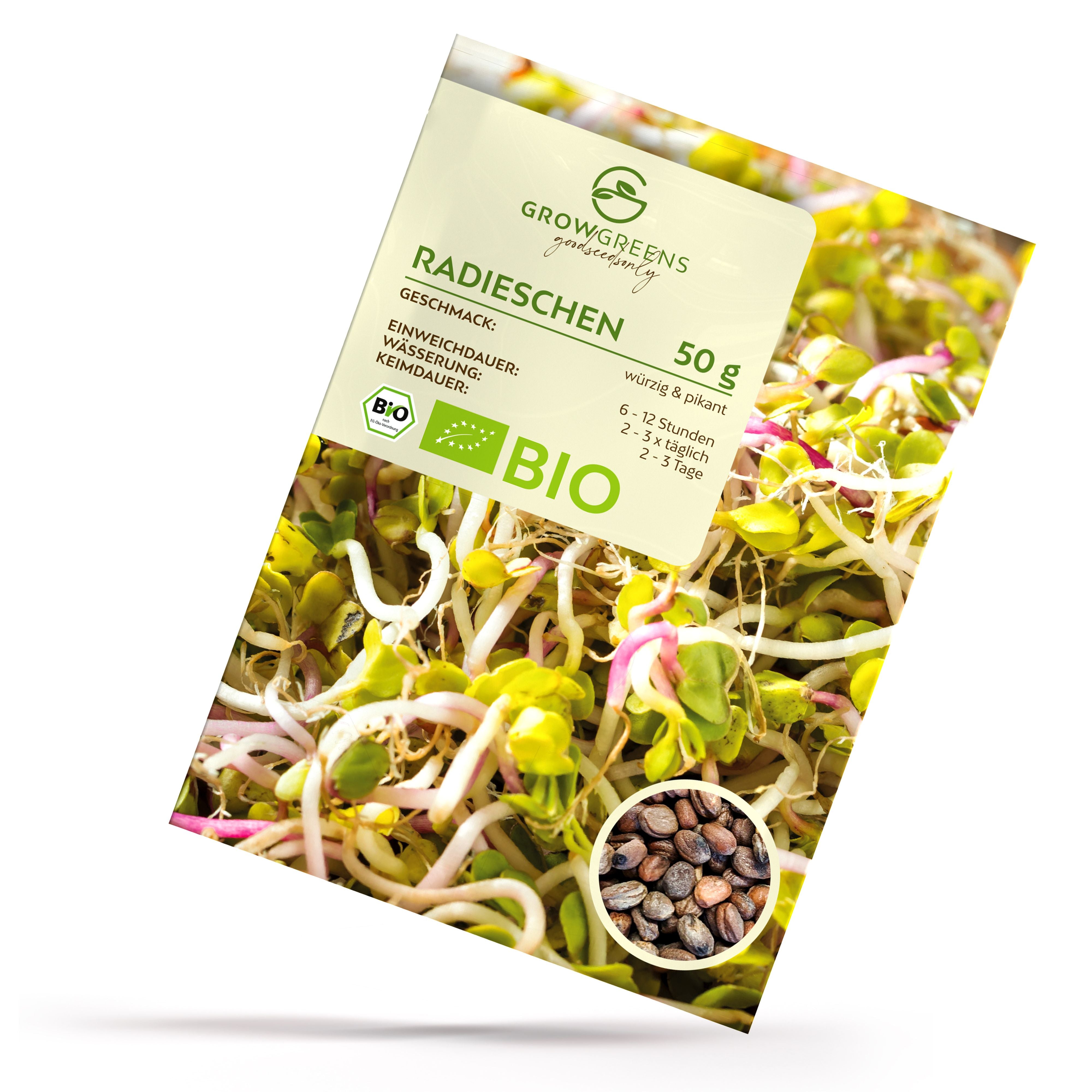 BIO Radieschen Sprossen Samen (50g= - Microgreens Saatgut ideal für die Anzucht von knackigen Keimsprossen